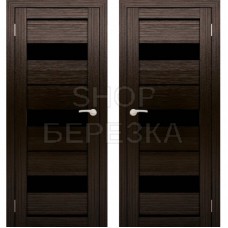 Дверное полотно АМАТИ-12 Венге Экошпон ПО-800 Черное стекло
