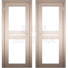 Дверное полотно АМАТИ-19 Дуб беленый Экошпон ПО-700 Белое стекло