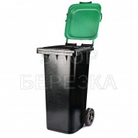 Бак для мусора 120л на колёсах серо-зеленый (М4603)
