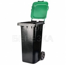 Бак для мусора 120л на колёсах серо-зеленый (М4603)