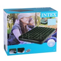 Кровать флок INTEX Downy, 137x191x25см, встроенный насос, зеленый