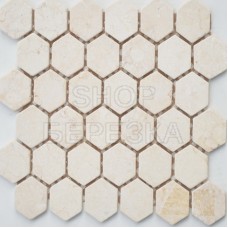 Мозаика из стекла и натурального камня Botticino MAT hex 18x30х6 (295x305)