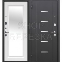 Дверь металлическая ГАРДА Серебро Зеркало Фацет Белый ясень 860*2050 левая