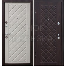 Дверь металлическая РОМБЫ 3К венге рифленый/лиственница белая 860*2050 левая