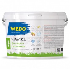 Краска «WEDO» WD-9 фасадная акриловая супербелая 3 кг