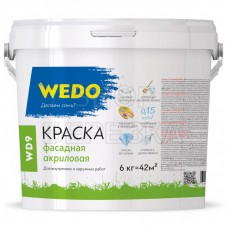 Краска «WEDO» WD-9 фасадная акриловая супербелая 6 кг