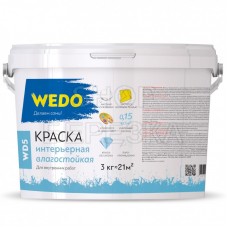 Краска «WEDO» WD-5 интерьерная влагостойкая супербелая 3 кг