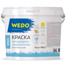 Краска «WEDO» WD-5 интерьерная влагостойкая супербелая 14 кг