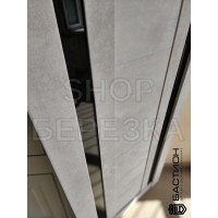 Дверное полотно экошпон Катрин 4 бетон светлый ПО-900 черное стекло