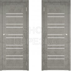 Дверное полотно АМАТИ-25 светлый бетон экошпон ПО-900 белое стекло
