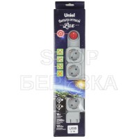 Сетевой фильтр Universal S-GSL5-3U GREY, 3 м (Пвс 3*0,75), 4 гн, с/з 1 USB