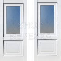 Дверь Катрин 62 ПО 600*2000 Ясень белоснежный/СНЕГ, художественное стекло