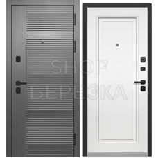 Дверь металлическая Тайга 9 см 2МДФ Cатин Графит/Эмалит Белый 960*2050 правая
